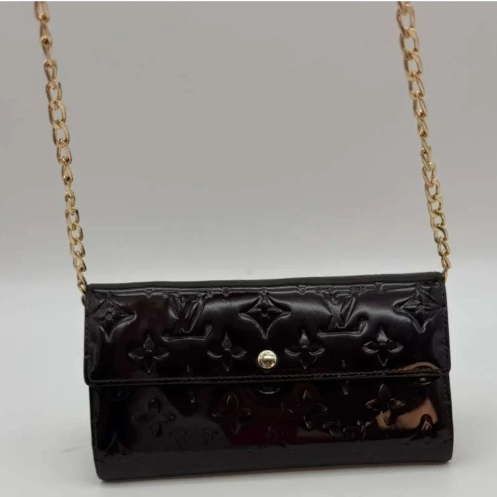 Louis Vuitton Vernis Monogram Wallet Authentic LV Patent Leather With Chain - Picture 2 of 12